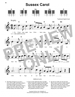page one of Sussex Carol (Super Easy Piano)