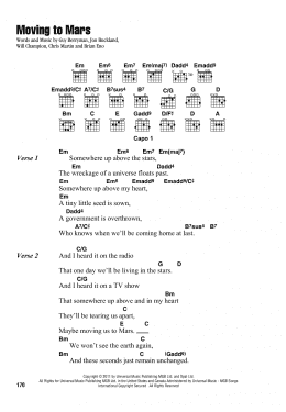 page one of Moving To Mars (Guitar Chords/Lyrics)