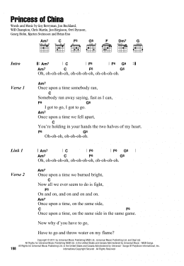 page one of Princess Of China (Guitar Chords/Lyrics)