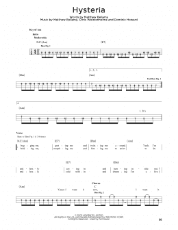 page one of Hysteria (Easy Bass Tab)