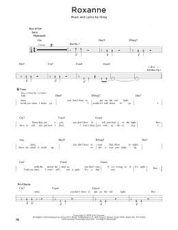 page one of Roxanne (Easy Bass Tab)