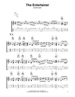 page one of The Entertainer (arr. Fred Sokolow) (Easy Ukulele Tab)