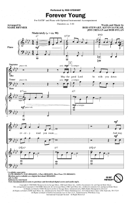 page one of Forever Young (SATB Choir)