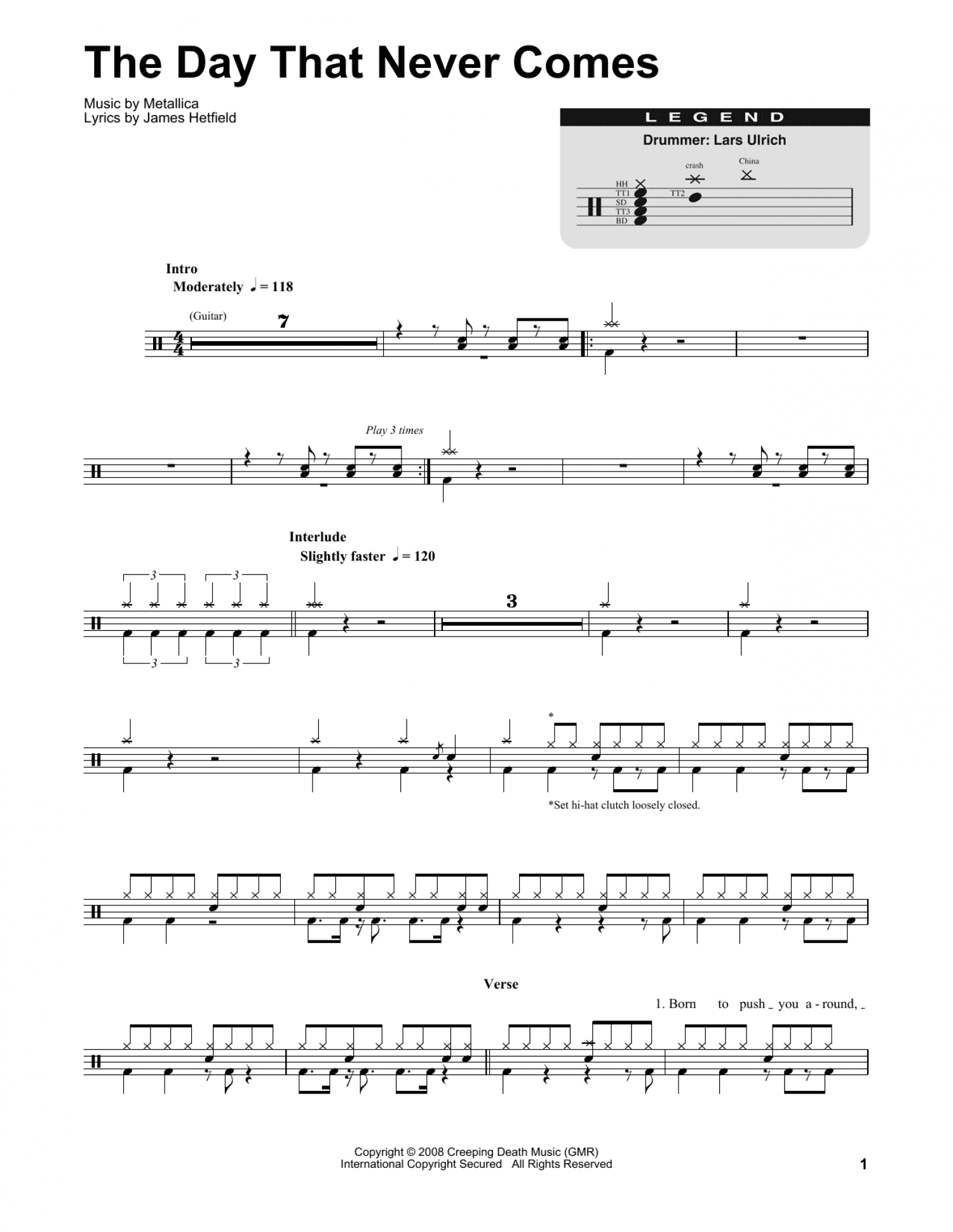 The Day That Never Comes (Drums Transcription)