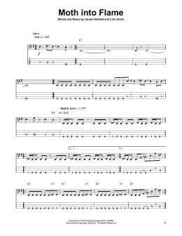 page one of Moth Into Flame (Bass Guitar Tab)