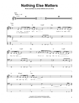 page one of Nothing Else Matters (Bass Guitar Tab)