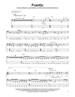 page one of Frantic (Bass Guitar Tab)