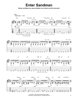 page one of Enter Sandman (Guitar Tab (Single Guitar))