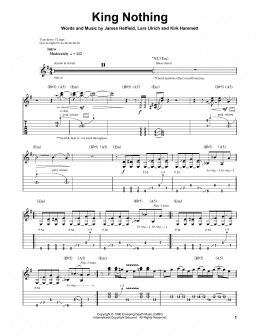 page one of King Nothing (Guitar Tab (Single Guitar))