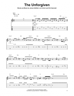 page one of The Unforgiven (Guitar Tab (Single Guitar))
