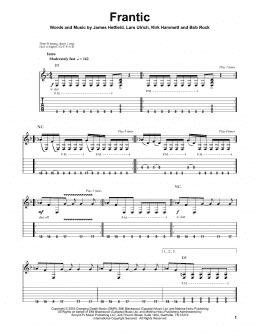 page one of Frantic (Guitar Tab (Single Guitar))