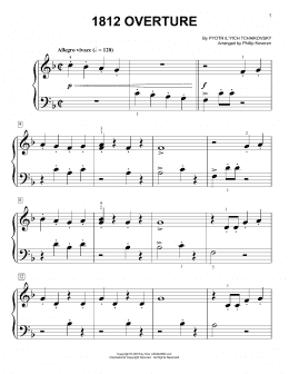 page one of 1812 Overture (arr. Phillip Keveren) (Big Note Piano)