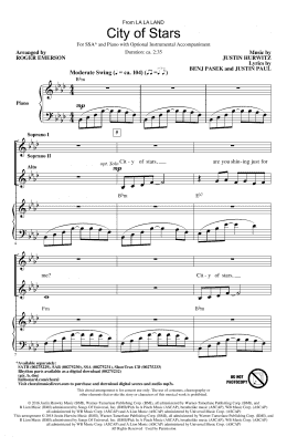 page one of City Of Stars (arr. Roger Emerson) (SSA Choir)