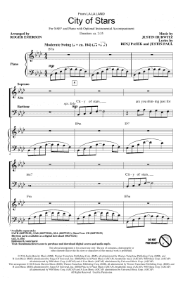 page one of City Of Stars (arr. Roger Emerson) (SAB Choir)