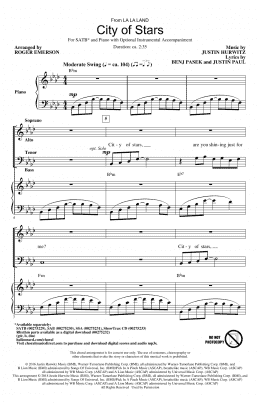 page one of City Of Stars (arr. Roger Emerson) (SATB Choir)