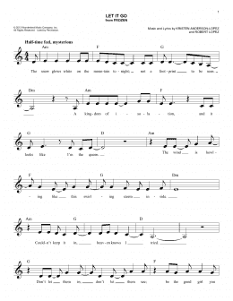 page one of Let It Go (from Frozen) (Easy Lead Sheet / Fake Book)
