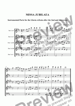 page one of Missa Jubilaea Instrumental Parts