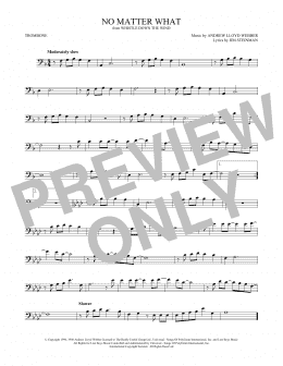page one of No Matter What (from Whistle Down the Wind) (Trombone Solo)