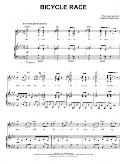 page one of Bicycle Race (Piano & Vocal)