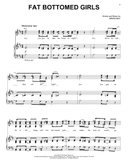 page one of Fat Bottomed Girls (Piano & Vocal)