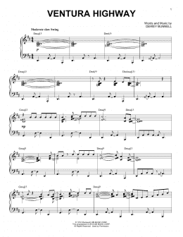 page one of Ventura Highway [Jazz version] (Piano Solo)
