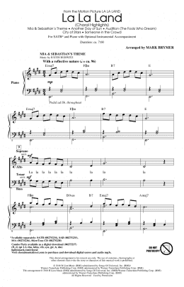 page one of La La Land: Choral Highlights (arr. Mark Brymer) (SATB Choir)
