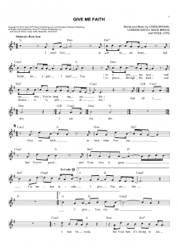 page one of Give Me Faith (Lead Sheet / Fake Book)