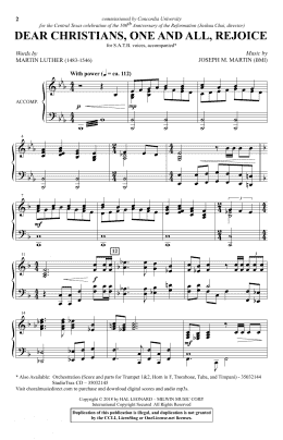 page one of Dear Christians One And All, Rejoice (SATB Choir)