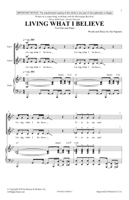 page one of Living What I Believe (2-Part Choir)