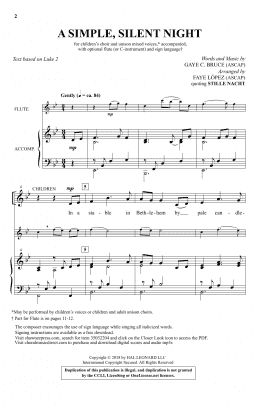 page one of A Simple, Silent Night (Unison Choir)