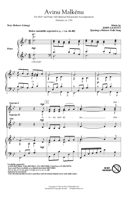page one of Avinu Malkenu (SSA Choir)