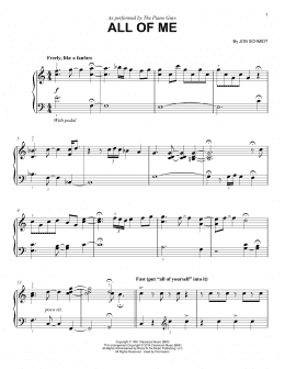 page one of All Of Me (Easy Piano)