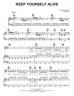 page one of Keep Yourself Alive (Piano, Vocal & Guitar Chords (Right-Hand Melody))
