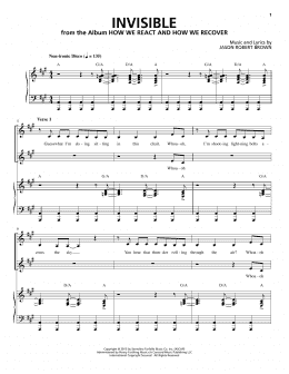 page one of Invisible (from How We React And How We Recover) (Piano & Vocal)