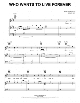 page one of Who Wants To Live Forever (Piano, Vocal & Guitar Chords (Right-Hand Melody))