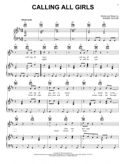 page one of Calling All Girls (Piano, Vocal & Guitar Chords (Right-Hand Melody))