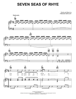 page one of Seven Seas Of Rhye (Piano, Vocal & Guitar Chords (Right-Hand Melody))