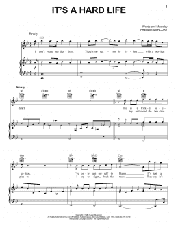 page one of It's A Hard Life (Piano, Vocal & Guitar Chords (Right-Hand Melody))