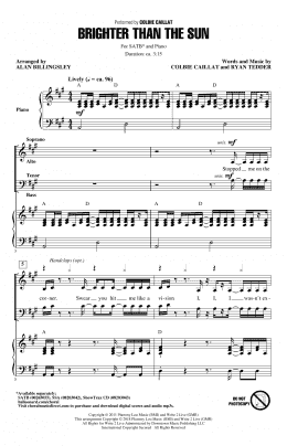 page one of Brighter Than The Sun (arr. Alan Billingsley) (SATB Choir)