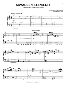 page one of Savareen Stand-Off (from Solo: A Star Wars Story) (Easy Piano)