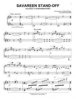 page one of Savareen Stand-Off (from Solo: A Star Wars Story) (Piano Solo)