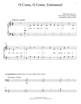page one of O Come, O Come, Emmanuel (Educational Piano)