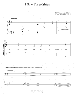 page one of I Saw Three Ships (Educational Piano)