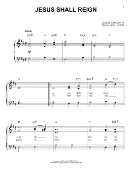 page one of Jesus Shall Reign (Easy Piano)