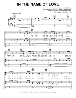 page one of In The Name Of Love (Piano, Vocal & Guitar Chords (Right-Hand Melody))