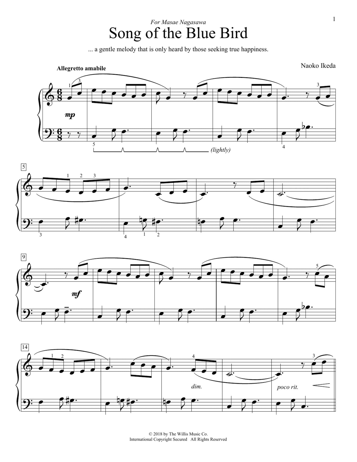 Song Of The Blue Bird (Educational Piano)
