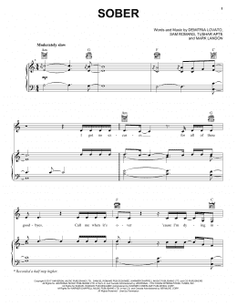 page one of Sober (Piano, Vocal & Guitar Chords (Right-Hand Melody))
