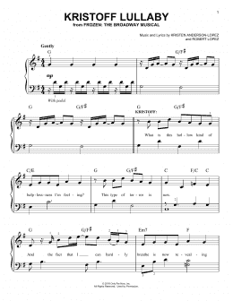 page one of Kristoff Lullaby (from Frozen: The Broadway Musical) (Easy Piano)