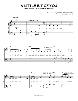 page one of A Little Bit Of You (from Frozen: The Broadway Musical) (Easy Piano)