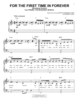 page one of For The First Time In Forever (from Frozen: The Broadway Musical) (Easy Piano)